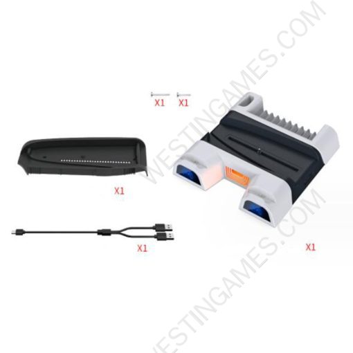 Multifunctional Cooling Stand with Cooler Discs Slot and Controller Charging Dock RGB Light for PS5 Slim - Image 2