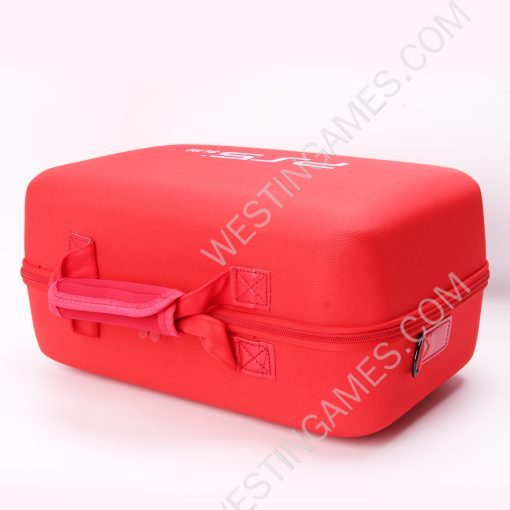 Protective Deluxe Bag Adjustable Handle Bag Travel Carrying Case For PS5 Slim Console - Red - Image 5
