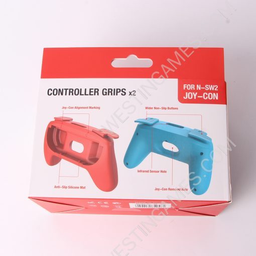 2x Controller Handle Grip for NS Switch 2 Joy-con Controller - Red and Blue - Image 3