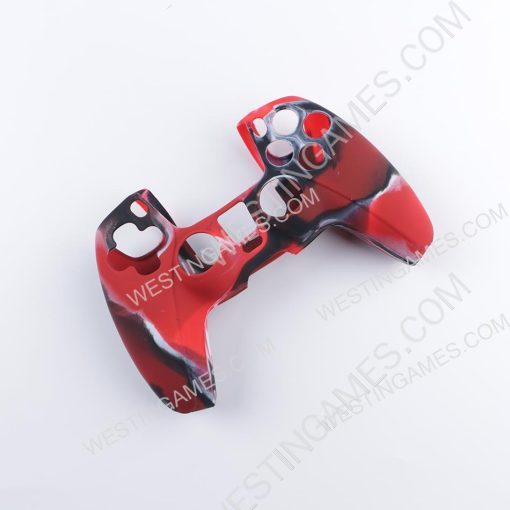 Protective Soft Camo Silicone Skin Case for PS5 Controller - red (Nude Packs)