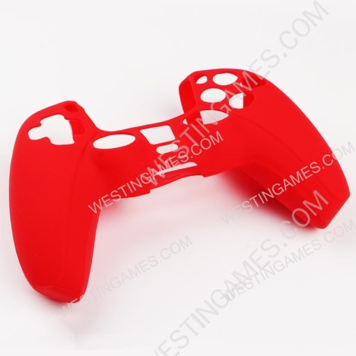 Protective Soft Silicone Skin Case for PS5 Controller - red (Nude Packs)