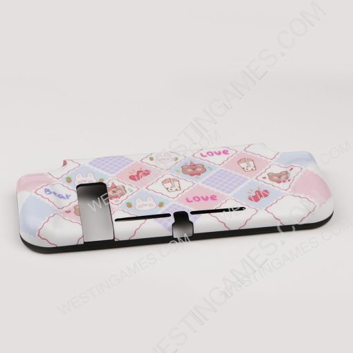 Integrated Soft tpu Handle Grip Cover Case with 6 Aanalog Grips for Switch - Cute Bear