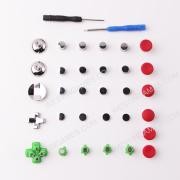 31Pcs Metal Swap Thumsticks Grip D-Pad and ABXY Button Set for all PS4 Controller - Red