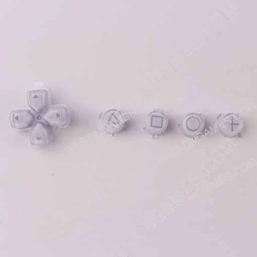 5 in 1 Button Set ABXY and D-pad Direction Key Buttons Replacement for PS5 Clear White