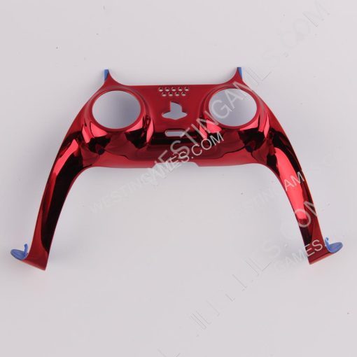 Mirror Chrome Decorative Strip Handle PC Shell Cover For PS5 Gamepad Controller - Red