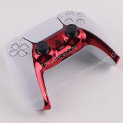 Mirror Chrome Decorative Strip Handle PC Shell Cover For PS5 Gamepad Controller - Red 04