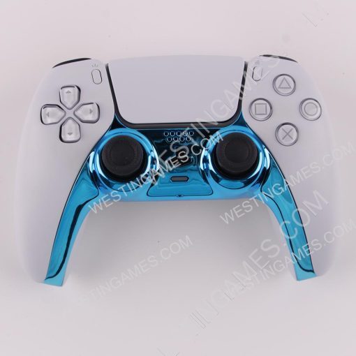 Mirror Chrome Decorative Strip Handle PC Shell Cover For PS5 Gamepad Controller - Blue - Image 3