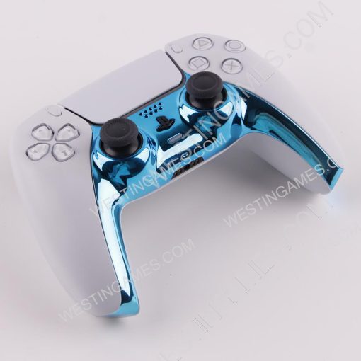 Mirror Chrome Decorative Strip Handle PC Shell Cover For PS5 Gamepad Controller - Blue - Image 4