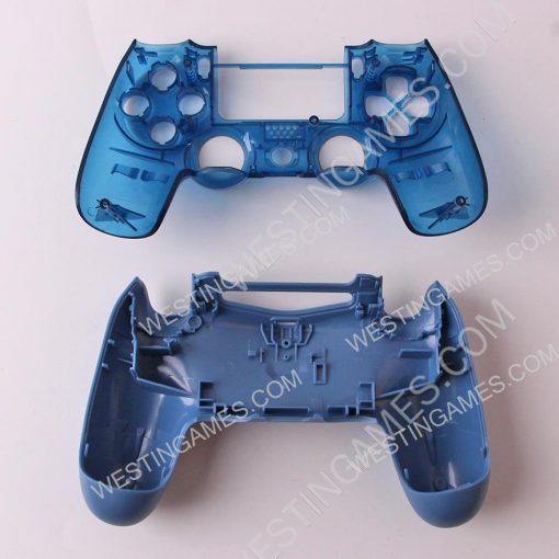 Replacement Transparent Top and Bottom Housing Shell Case for ps4 Controller JDM-050 - Blue - Image 4