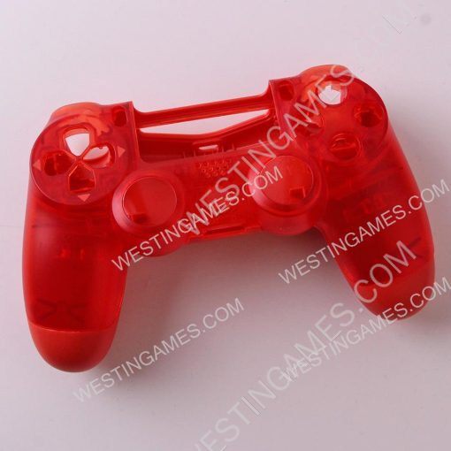 Replacement Transparent Top and Bottom Housing Shell Case for ps4 Controller JDM-050 - Red
