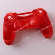 Replacement Transparent Top and Bottom Housing Shell Case for ps4 Controller JDM-050 - Red