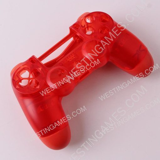Replacement Transparent Top and Bottom Housing Shell Case for ps4 Controller JDM-050 - Red - Image 2