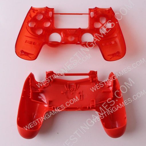 Replacement Transparent Top and Bottom Housing Shell Case for ps4 Controller JDM-050 - Red - Image 4
