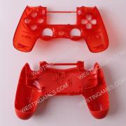 Replacement Transparent Top and Bottom Housing Shell Case for ps4 Controller JDM-050 - Red 04