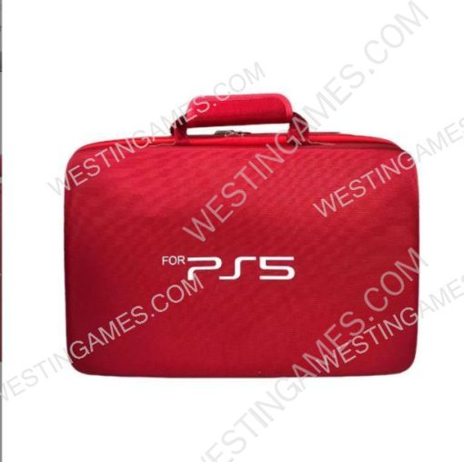 Protective Deluxe Bag Adjustable Handle Bag Travel Carrying Case For For PS5 Console - Red
