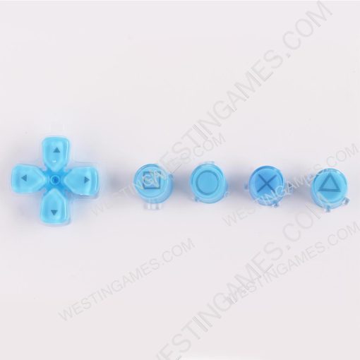 5 in 1 Button Set ABXY and D-pad Direction Key Buttons Replacement for PS5 Clear Light Blue