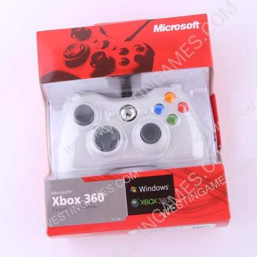 X360 Shape Wired Controller Gampad with Red Packing for Steam Andriod and Windows PC - White