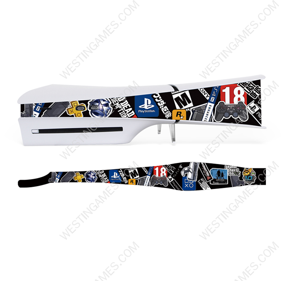 Side Dust Proof Filter Cover Dust Net And Cooling Vents Dirty Prevent mesh Horizontal for PS5 Slim Console - Console logo