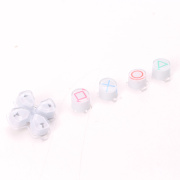 5 in 1 Button Set ABXY and D-pad Direction Key Buttons Replacement for PS5 Clear Rose - White and Colourful logo