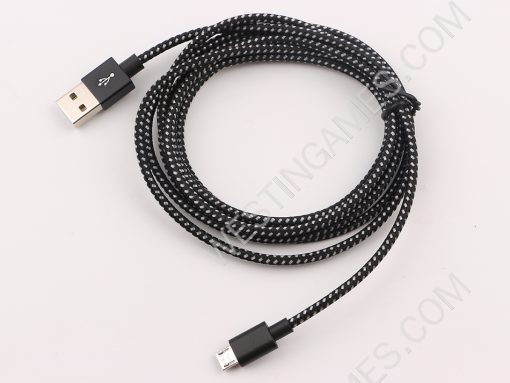 10Ft Long Braided Micro USB 2.4A Data Sync Charger Cable Cord For Smart Phones / PS4 XBOX ONE