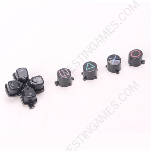 5 in 1 Button Set ABXY and D-pad Direction Key Buttons Replacement for PS5 - Grey and Clourful logo