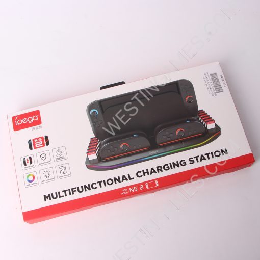 RGB Lights Multi-Charging Dock with 4 Joypad Charger and12 Game Card Slots PG-SW2210 for Switch 2
