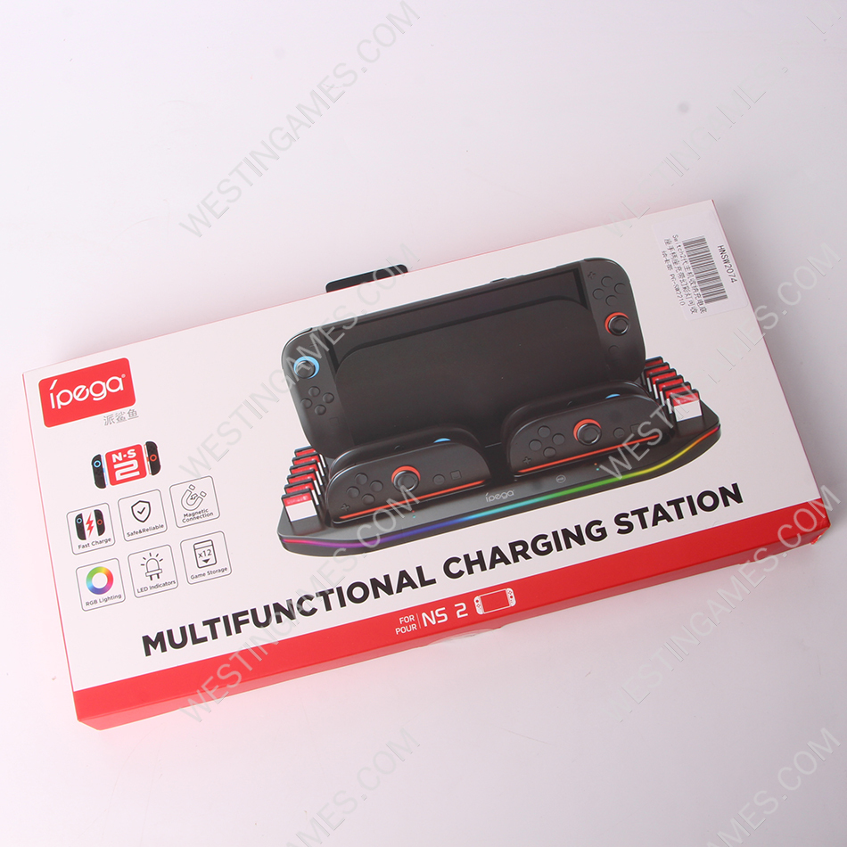 RGB Lights Multi-Charging Dock with 4 Joypad Charger and12 Game Card Slots PG-SW2210 for Switch 2
