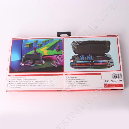 RGB Lights Multi-Charging Dock with 4 Joypad Charger and12 Game Card Slots PG-SW2210 for Switch 2 - Image 3