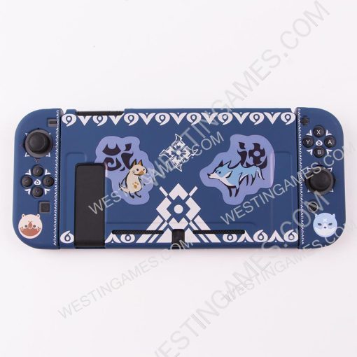 Soft TPU Grip Carton Case and Ergonomic Shock-Absorption Cover for Switch Blue Monster Hunter