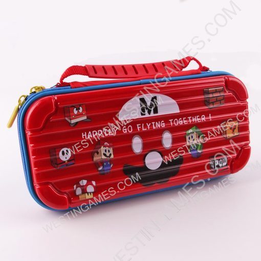 Limited Red and Blue Protective Storage Hard Case Carrying Bag for Switch - Mario Pixel