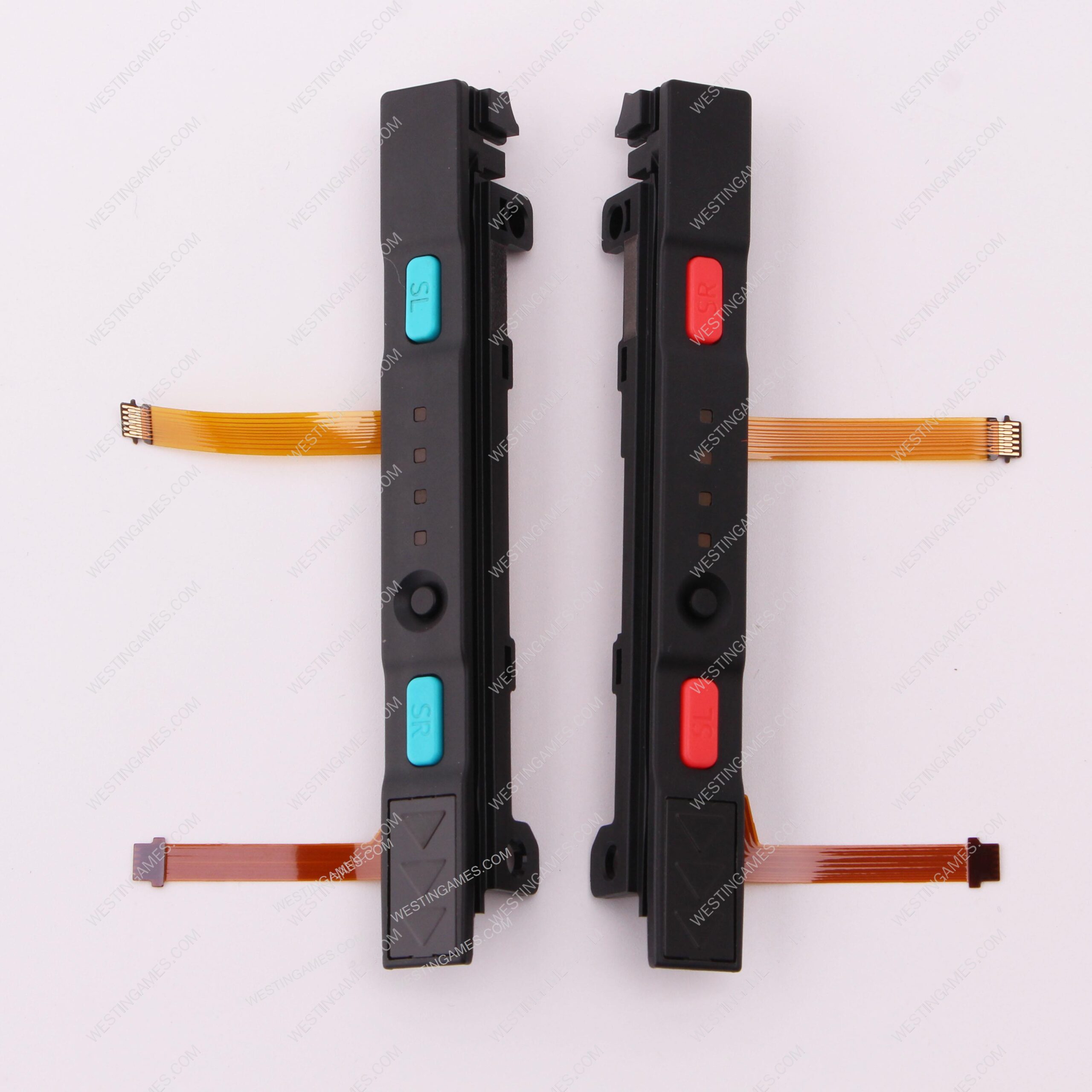 OEM Complete Left Right Plastic Rail Assembly with Flex Cable for NS switch Joy-con Blue Red (Pulled)