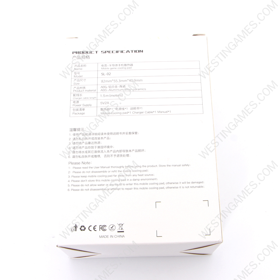 SL02 ABS Portable Mobile Phone Semiconductor Back-clip Cooling Fan Built-in Battery PUBG Game Cooler for 03