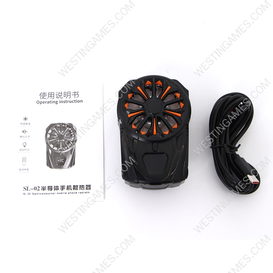 SL02 ABS Portable Mobile Phone Semiconductor Back-clip Cooling Fan Built-in Battery PUBG Game Cooler for 04