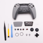 Replacement Top and Bottom with Crystal Button Housing Shell Case for PS5 Dualsence 5 Controller - Grey 30th anniversary